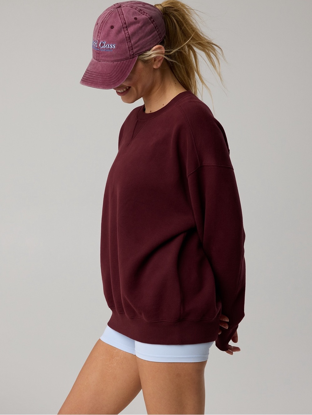 aerie Deep Burgundy Oversized Crew Sweatshirt - Picture 5 of 13